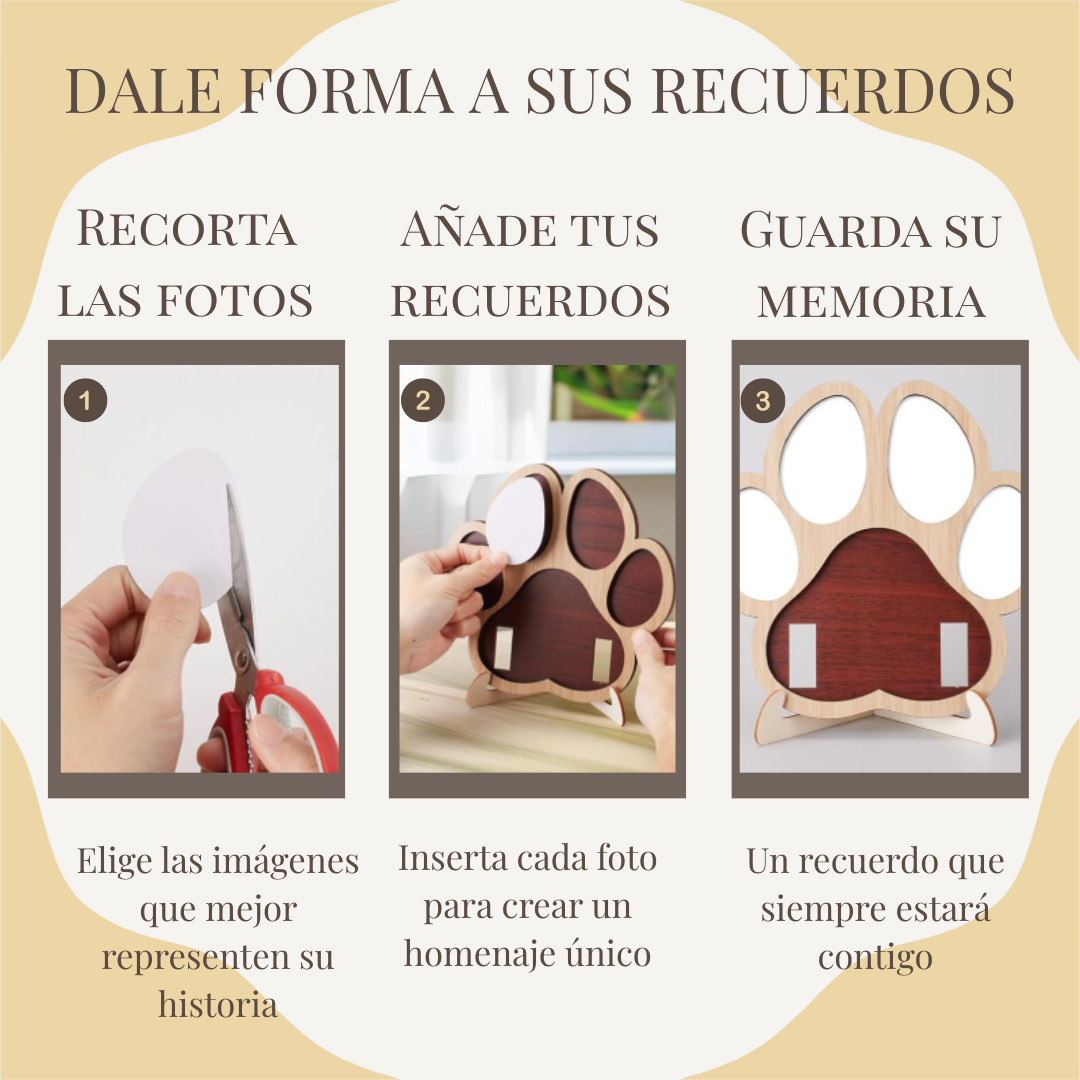 Marco memorial para mascotas con soporte para collar